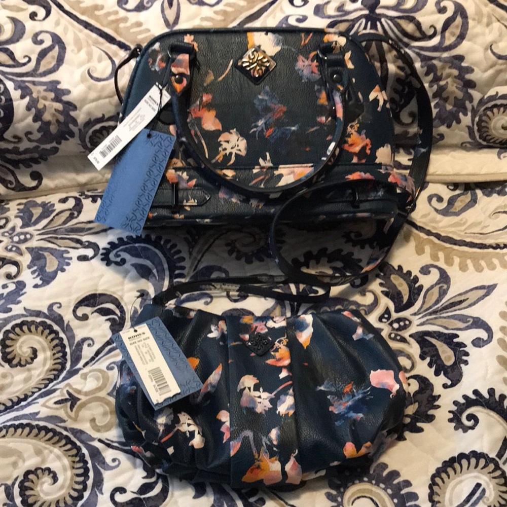 Vera Wang Floral Satchel and Matching Wristlet